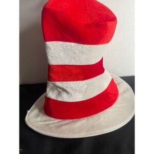 Dr Seuss Cat in the Hat Costume Hat Red White Striped Plush